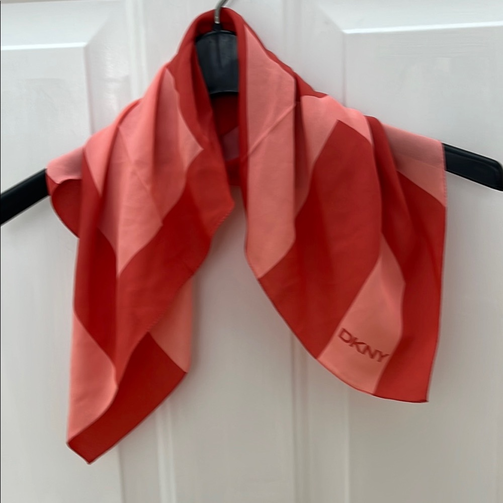 DKNY Women's Salmon and Pink Square Scarf